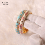 You Gorgeous Anti-Tarnish Floral Bangle White & Pink Enamel Gold Plated Bracelet Waterproof Jewelry Gift for Women, Sister, Daily Wear