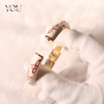 You Gorgeous Anti-Tarnish Floral Bangle White & Pink Enamel Gold Plated Bracelet Waterproof Jewelry Gift for Women, Sister, Daily Wear