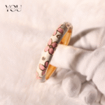 You Gorgeous Anti-Tarnish Floral Bangle White & Pink Enamel Gold Plated Bracelet Waterproof Jewelry Gift for Women, Sister, Daily Wear