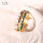 You Gorgeous Anti-Tarnish Mint Green Bangle White Floral Enamel Bracelet Waterproof Gold Plated Jewelry Gift for Women, Spring Style