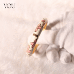 You Gorgeous Anti-Tarnish Pink Floral Bangle White Enamel Rhinestone Bracelet Waterproof Jewelry Gift for Women, Sister, Daily & Festive Wear