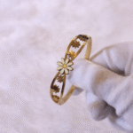 You Gorgeous Anti-Tarnish Daisy Flower Cuff Bangle. Gold Plated Waterproof Stainless Steel Bracelet for Women. Perfect Minimalist Daily Wear Gift.