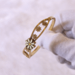 You Gorgeous Anti-Tarnish Daisy Flower Cuff Bangle. Gold Plated Waterproof Stainless Steel Bracelet for Women. Perfect Minimalist Daily Wear Gift.