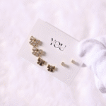 Anti-Tarnish Gold Bow Stud Earring Set – Crystal Bow Earrings, Dainty Ribbon Studs, Minimalist Gold Jewelry Gift for Her