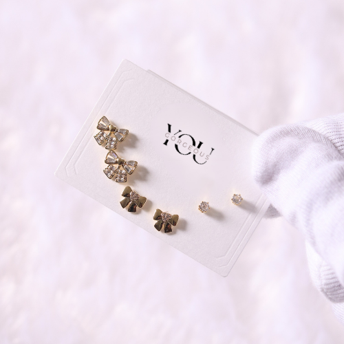 Anti-Tarnish Gold Bow Stud Earring Set – Crystal Bow Earrings, Dainty Ribbon Studs, Minimalist Gold Jewelry Gift for Her Anti-Tarnish Gold Bow Stud Earring Set – Crystal Bow Earrings, Dainty Ribbon Studs, Minimalist Gold Jewelry Gift for Her