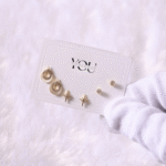 Anti-Tarnish Gold Celestial Stud Earring Set – Moon & Star Earrings, Dainty Crystal Studs, Minimalist Gold Jewelry Gift for Her