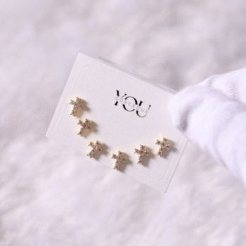 Anti-Tarnish Gold Cross Stud Earring Set – Dainty Crystal Cross Earrings, Minimalist Gold Studs, Everyday Faith Jewelry Gift for Her