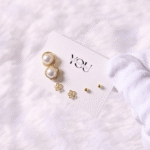 Anti-Tarnish Gold Pearl Stud Earring Set – Dainty Flower Earrings, Minimalist Gold Studs, Hypoallergenic Everyday Jewelry Gift for Her