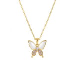 You Gorgeous Anti-Tarnish Butterfly Necklace | Mother of Pearl & Crystal Pendant | Waterproof Gold Plated Jewelry Gift for Women, Trendy Style