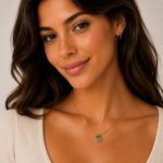 You Gorgeous Anti-Tarnish Green Cat’s Eye Necklace | Gold Plated Square Pendant | Waterproof Stainless Steel Jewelry, Minimalist Gift for Her