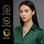 You Gorgeous Anti-Tarnish Green Cat’s Eye Necklace | Gold Plated Square Pendant | Waterproof Stainless Steel Jewelry, Minimalist Gift for Her