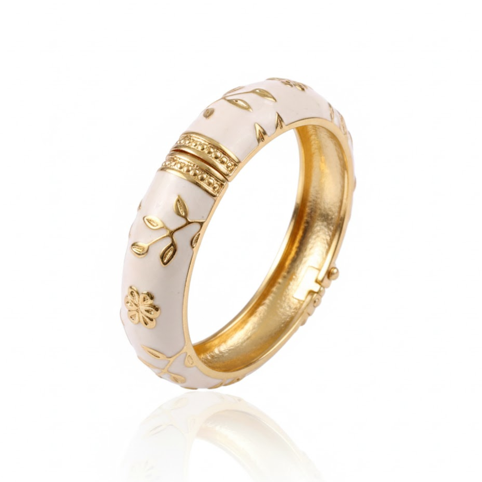 You Gorgeous White Enamel Bangle Bracelet for Women - Anti-Tarnish, 18K Gold Plated Floral Kada, Waterproof Stainless Steel Jewelry, Best Anniversary Gift for Her You Gorgeous White Enamel Bangle Bracelet for Women - Anti-Tarnish, 18K Gold Plated Floral Kada, Waterproof Stainless Steel Jewelry, Best Anniversary Gift for Her
