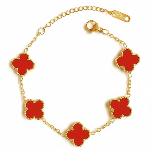 You Gorgeous Anti-Tarnish Red Clover Link Bracelet. You Gorgeous Anti-Tarnish Red Clover Link Bracelet.