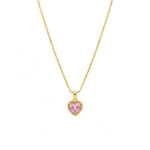 You Gorgeous Anti-Tarnish Pink Heart Necklace. Gold Plated Gemstone Pendant. Waterproof Stainless Steel. Perfect Valentine’s or Anniversary Gift for Her.