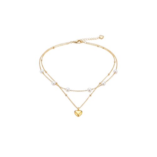 You Gorgeous Anti-Tarnish Layered Necklace | Pearl & Heart Pendant Gold Chain | Waterproof Stainless Steel Jewelry Gift for Her, Valentine's You Gorgeous Anti-Tarnish Layered Necklace | Pearl & Heart Pendant Gold Chain | Waterproof Stainless Steel Jewelry Gift for Her, Valentine's