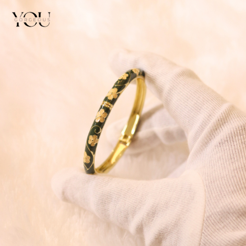 You Gorgeous Anti-Tarnish Black Enamel Bangle Gold Floral Bracelet Waterproof Elegant Jewelry Gift for Women, Minimalist Daily Wear You Gorgeous Anti-Tarnish Black Enamel Bangle Gold Floral Bracelet Waterproof Elegant Jewelry Gift for Women, Minimalist Daily Wear