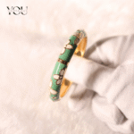 You Gorgeous Anti-Tarnish Mint Green Bangle White Floral Enamel Bracelet Waterproof Gold Plated Jewelry Gift for Women, Spring Style