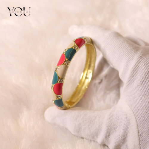 You Gorgeous Anti-Tarnish Multi-Color Harlequin Bangle. Gold Plated Waterproof Enamel Bracelet with Rhinestones. Perfect Gift for Stylish Women. You Gorgeous Anti-Tarnish Multi-Color Harlequin Bangle. Gold Plated Waterproof Enamel Bracelet with Rhinestones. Perfect Gift for Stylish Women.