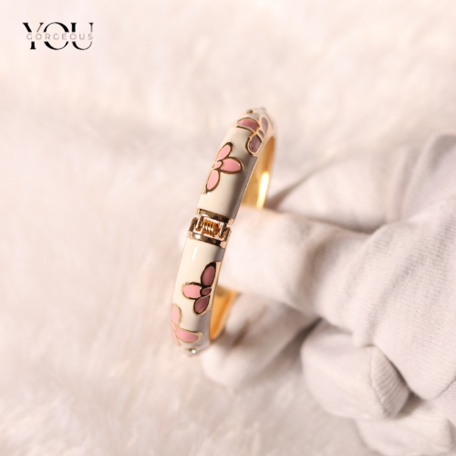You Gorgeous Anti-Tarnish Pink Floral Bangle White Enamel Rhinestone Bracelet Waterproof Jewelry Gift for Women, Sister, Daily & Festive Wear You Gorgeous Anti-Tarnish Pink Floral Bangle White Enamel Rhinestone Bracelet Waterproof Jewelry Gift for Women, Sister, Daily & Festive Wear