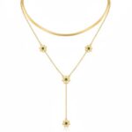 YouGorgeous™ 18K Gold Plated Anti-Tarnish Layered Emerald Green Flower Necklace – 316L Stainless Steel Waterproof & Hypoallergenic Premium Jewellery Birthday Anniversary Gift for Women Girls