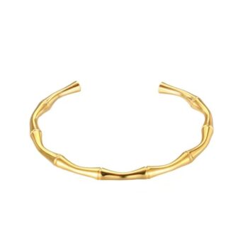 YouGorgeous™ 18K Gold Plated Anti-Tarnish Bamboo Cuff Bangle – 316L Stainless Steel Waterproof & Hypoallergenic Premium Jewellery Birthday Anniversary Gift for Women Girls