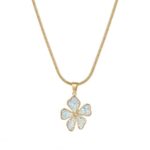 YouGorgeous™ 18K Gold Plated Anti-Tarnish White Iridescent Flower Necklace – 316L Stainless Steel Waterproof & Hypoallergenic Premium Jewellery Birthday Anniversary Gift for Women Girls