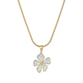 YouGorgeous™ 18K Gold Plated Anti-Tarnish White Iridescent Flower Necklace – 316L Stainless Steel Waterproof & Hypoallergenic Premium Jewellery Birthday Anniversary Gift for Women Girls