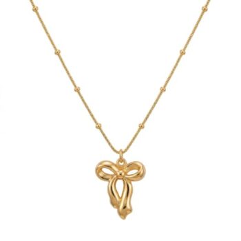 YouGorgeous™ 18K Gold Plated Anti-Tarnish Gold Bow Necklace – 316L Stainless Steel Waterproof & Hypoallergenic Premium Jewellery Birthday Anniversary Gift for Women Girls