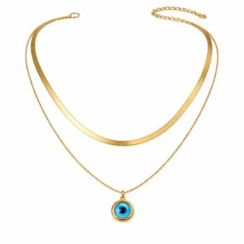 YouGorgeous™ 18K Gold Plated Anti-Tarnish Layered Evil Eye Necklace – 316L Stainless Steel Waterproof & Hypoallergenic Premium Jewellery Birthday Anniversary Gift for Women Girls