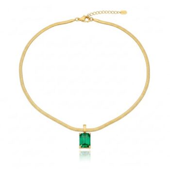 YouGorgeous™ 18K Gold Plated Anti-Tarnish Green Emerald-Cut Pendant Necklace – 316L Stainless Steel Waterproof & Hypoallergenic Premium Jewellery Birthday Anniversary Gift for Women Girls