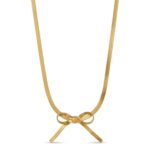 YouGorgeous™ 18K Gold Plated Anti-Tarnish Gold Bow Herringbone Necklace – 316L Stainless Steel Waterproof & Hypoallergenic Premium Jewellery Birthday Anniversary Gift for Women Girls