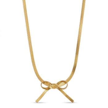 YouGorgeous™ 18K Gold Plated Anti-Tarnish Gold Bow Herringbone Necklace – 316L Stainless Steel Waterproof & Hypoallergenic Premium Jewellery Birthday Anniversary Gift for Women Girls