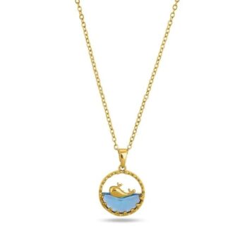 YouGorgeous™ 18K Gold Plated Anti-Tarnish Blue Whale Pendant Necklace – 316L Stainless Steel Waterproof & Hypoallergenic Premium Jewellery Birthday Anniversary Gift for Women Girls