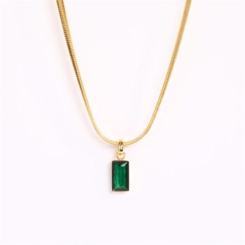 YouGorgeous™ 18K Gold Plated Green Emerald-Cut Pendant Necklace
