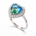 YouGorgeous™ Heart of the Ocean Gradient Crystal Ring – 316L Stainless Steel Anti-Tarnish Statement Jewellery Birthday Anniversary Gift for Women Girls