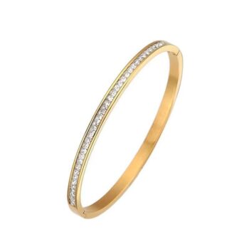 YouGorgeous™ 18K Gold Plated Anti-Tarnish Square Zirconia Bangle – 316L Stainless Steel Waterproof & Hypoallergenic Premium Jewellery Birthday Anniversary Gift for Women Girls