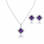 YouGorgeous™ 18K Gold Plated Purple Crystal Floral Necklace & Earrings Set