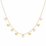 YouGorgeous™ 18K Gold Plated Anti-Tarnish White Flower & Butterfly Necklace