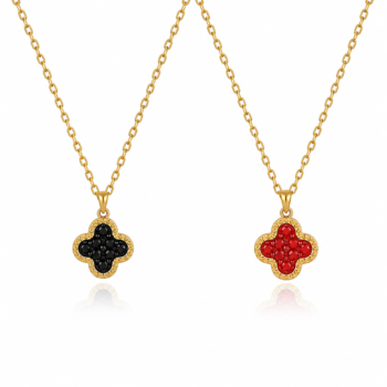 YouGorgeous™ 18K Gold Plated  Reversible Clover Double-Sided Floral Pendant Necklace