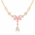 YouGorgeous™ 18K Gold Plated Pink Floral Pendant Necklace for Women | Anti Tarnish | Waterproof | Hypoallergenic | Premium Gift