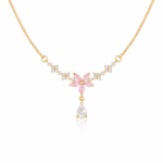 YouGorgeous™ 18K Gold Plated Pink Floral Pendant Necklace for Women | Anti Tarnish | Waterproof | Hypoallergenic | Premium Gift