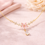 YouGorgeous™ 18K Gold Plated Pink Floral Pendant Necklace for Women | Anti Tarnish | Waterproof | Hypoallergenic | Premium Gift