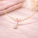 YouGorgeous™ 18K Gold Plated Pink Floral Pendant Necklace for Women | Anti Tarnish | Waterproof | Hypoallergenic | Premium Gift