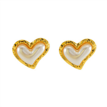 yougorgeous-gold-heart-pearl-irregular-hammered-stud-earrings