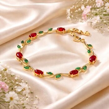 yougorgeous-red-tulip-floral-vine-bracelet-gold-waterproof