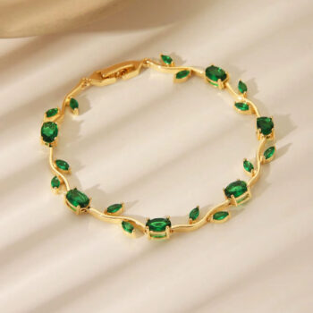 yougorgeous-emerald-green-leaf-zircon-bracelet-gold-tarnish-free