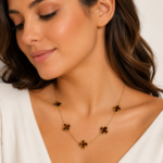 YouGorgeous™ 18K Gold Plated Tortoiseshell Clover Station Necklace