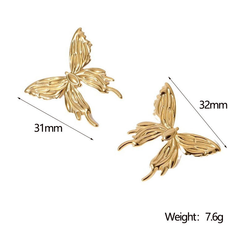 H4565d238a7274390a6fca662601dda20V YouGorgeous™ 18K Gold Plated Anti-Tarnish Ethereal Butterfly Earrings – 316L Stainless Steel Sculpted Wing Studs Waterproof & Hypoallergenic Premium Jewellery Birthday Anniversary Gift for Women Girls