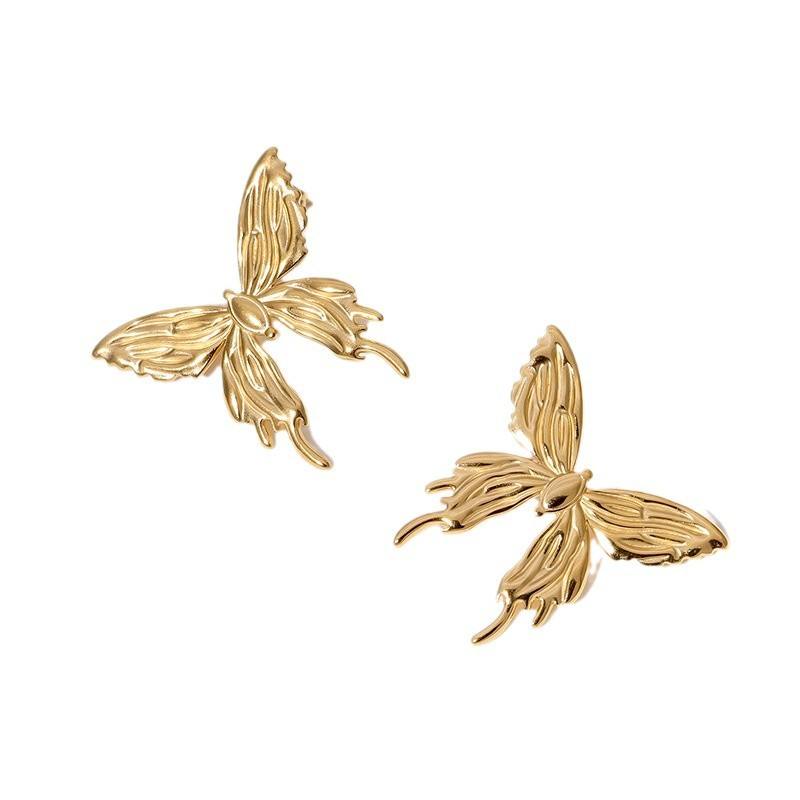 Hdd3585bdc6ab4ac5a3a533d2dfdabe83p YouGorgeous™ 18K Gold Plated Anti-Tarnish Ethereal Butterfly Earrings – 316L Stainless Steel Sculpted Wing Studs Waterproof & Hypoallergenic Premium Jewellery Birthday Anniversary Gift for Women Girls