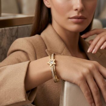 YouGorgeous™ 18K Gold Plated Star Gazing Crystal Bangle Bracelet